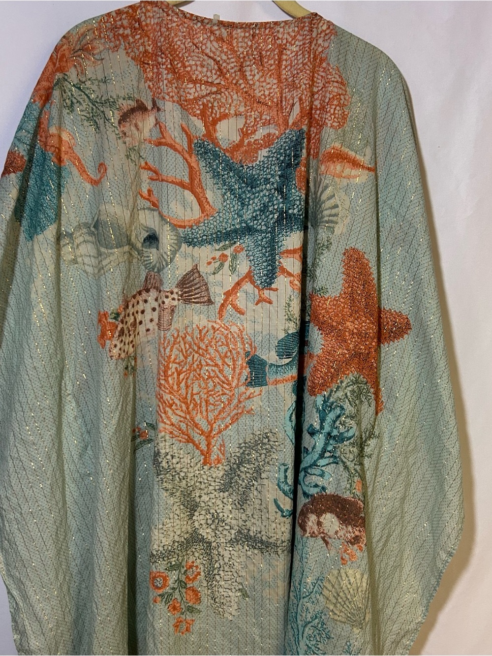 Aratta Silent Journey Ocean View Kimono Coverup One Size Boho Tassel Flowy - Picture 11 of 11